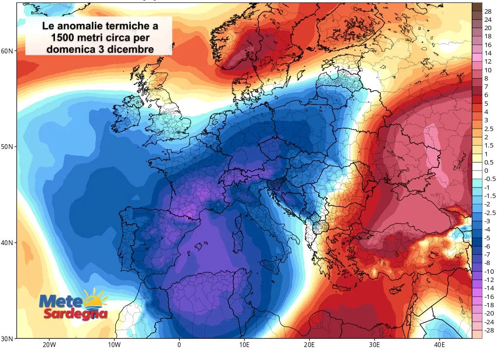 Anomalie termiche - Peggioramento meteo, nel weekend neve a bassa quota