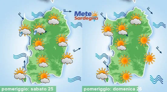 Meteo sardegna 14 - Sabato qualche pioviggine da ovest, domenica Maestrale