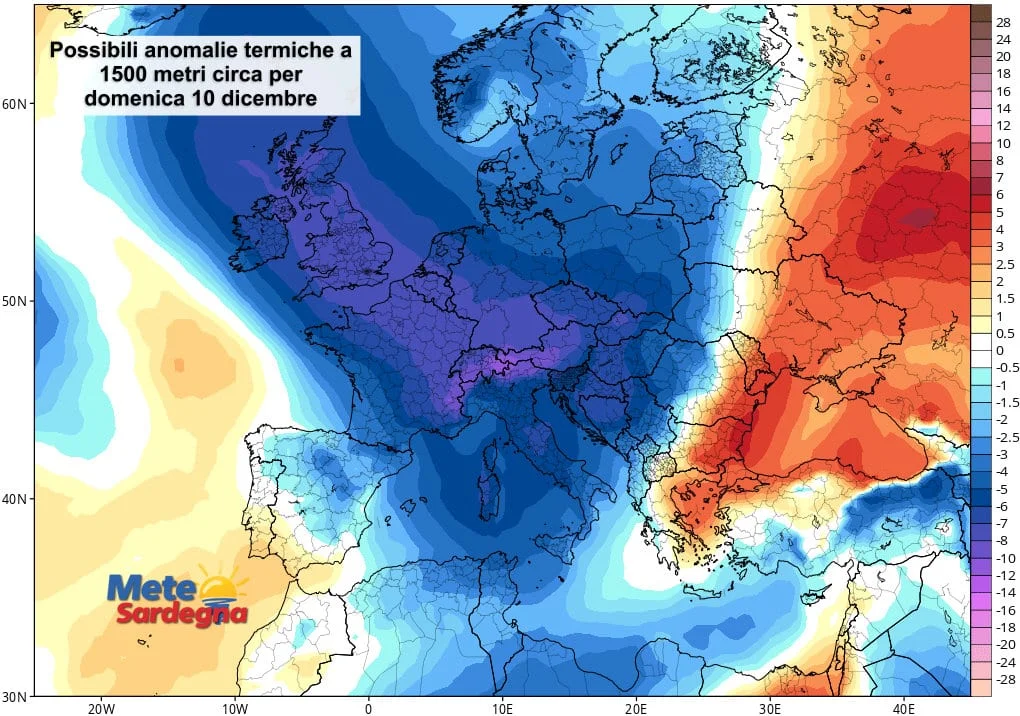 Anomalie termiche - Nuova irruzione fredda per l'Immacolata