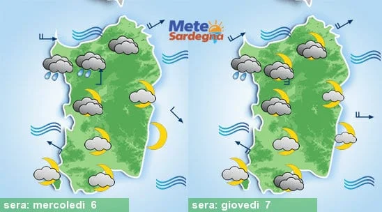 Meteo sardegna 1 - Prime nubi e piovaschi mercoledì,  nel weekend freddo