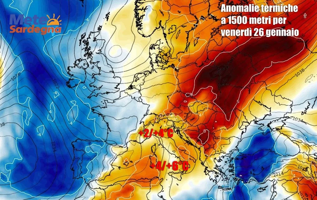 Anomalie termiche - Stop Maestrale, su le temperature con picchi primaverili