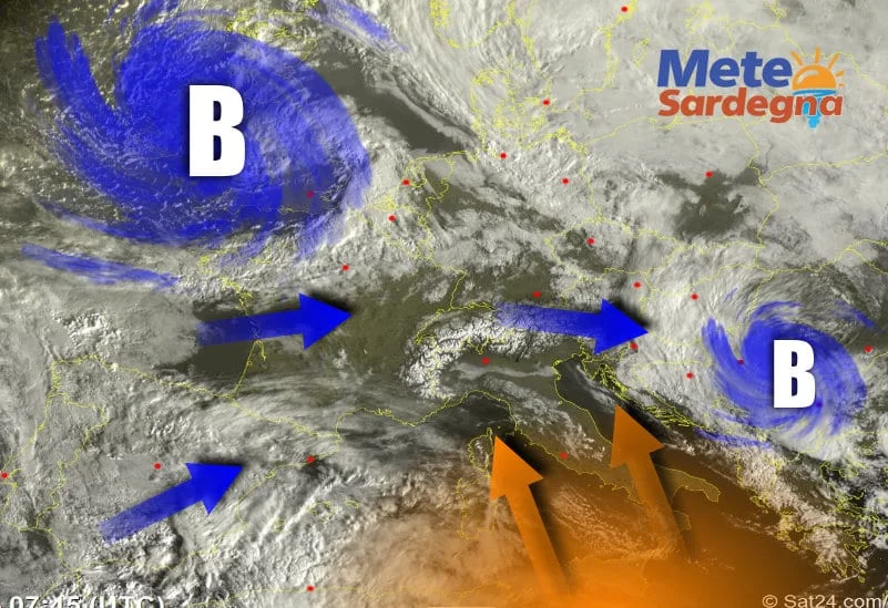 Meteosat 1 - Tregua dal maltempo, con forte rialzo delle temperature