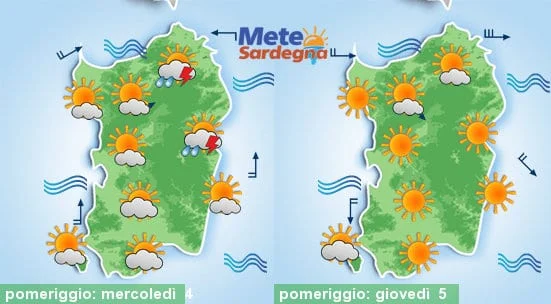 Meteo sardegna - Nel pomeriggio possibili temporali, poi qualche giorno di sole