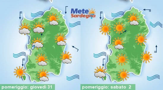 Meteo sardegna 14 - Giovedì qualche piovasco, nel weekend caldo e Scirocco