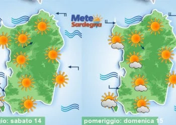 Meteo sardegna 3 350x250 - Meteo prossimi giorni: sole e caldo, con temporali pomeridiani nelle zone interne