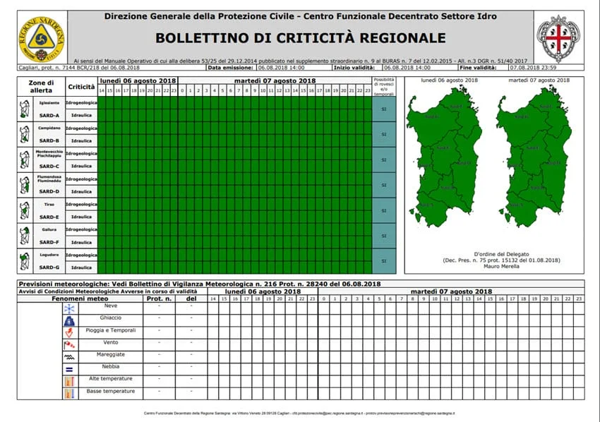 allerta meteo sardegna - Condizioni meteo avverse a carattere locale per oggi in Sardegna