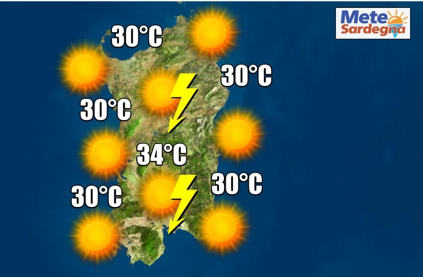 meteo sardegna - Meteo prossimi giorni: sole e caldo, con temporali pomeridiani nelle zone interne