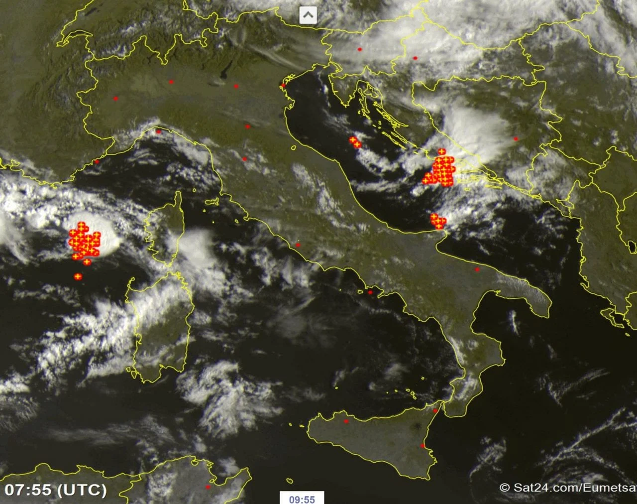 Meteosat sardegna - Temporali a ovest della Sardegna