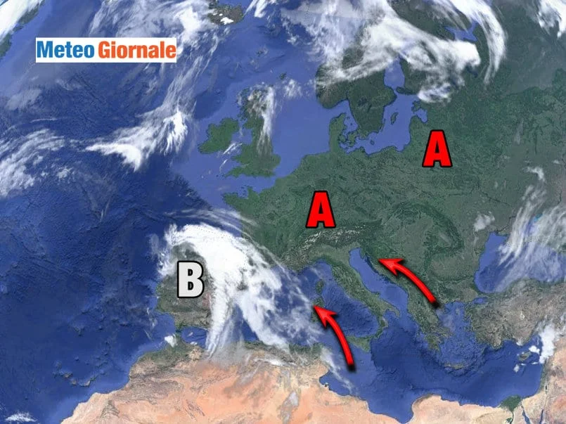 Meteosat 1 - Arrivo il caldo Scirocco, ma a Pasquetta rischio peggioramento