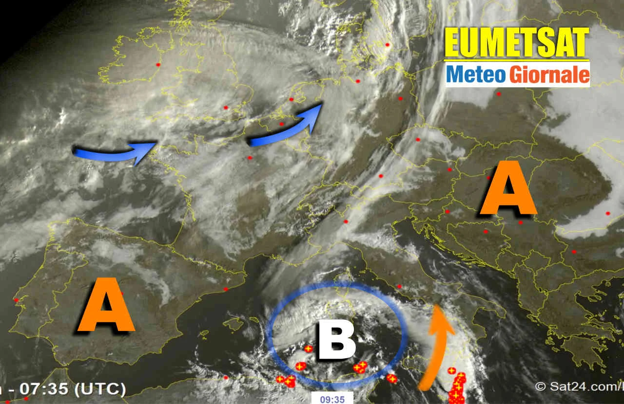 meteosat 3 - Meteo decisamente instabile sulla Sardegna orientale