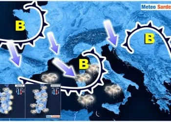 evoluzione meteo per domenica 350x250 - In Sardegna meteo in peggioramento per una serie di perturbazioni