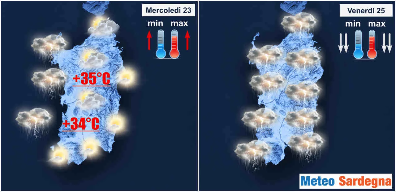 evoluzione meteo per i prossimi giorni - Sardegna, la calma simil tropicale precederà una burrasca. Meteo sempre estremo