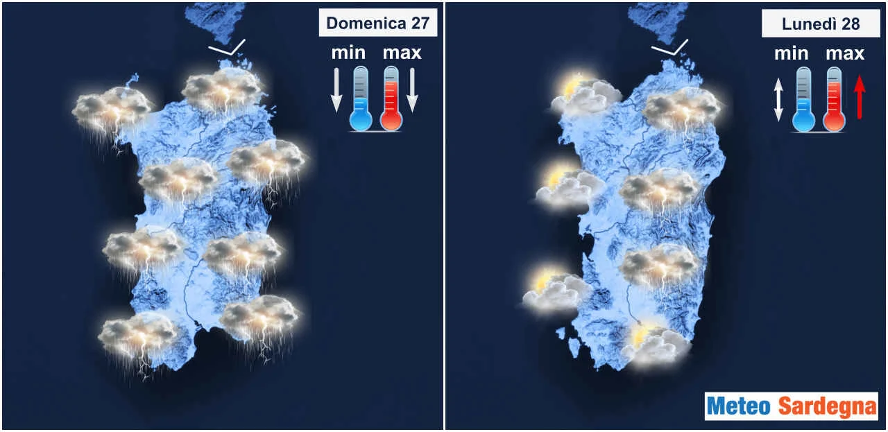 mappa sardegna di previsione - Aggiornamento, perturbazioni a catena in Sardegna. Meteo avverso. Grandine e vento