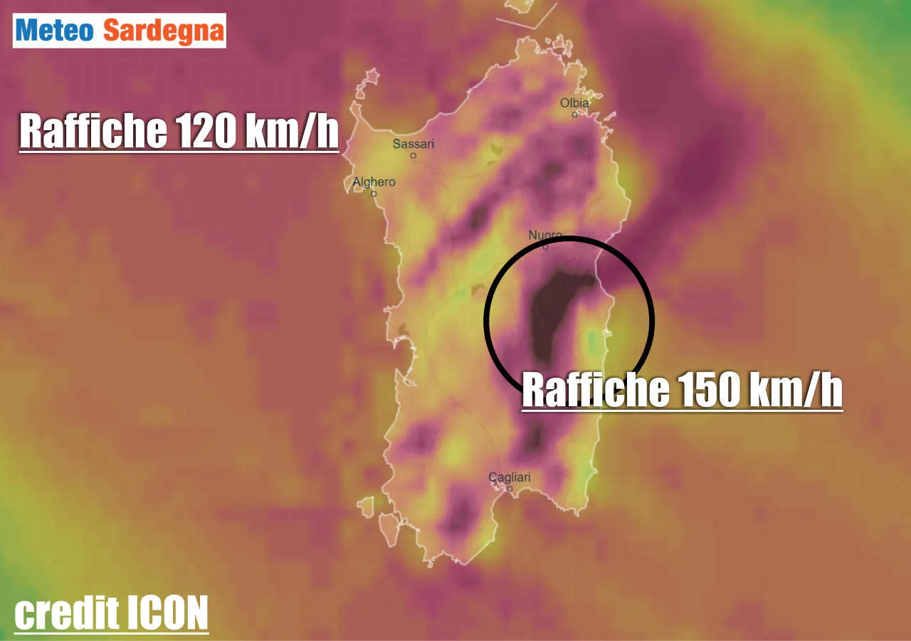 vento previsto in sardegna - Tempesta di Maestrale in Sardegna: raffiche di vento sino 150 km orari per sabato