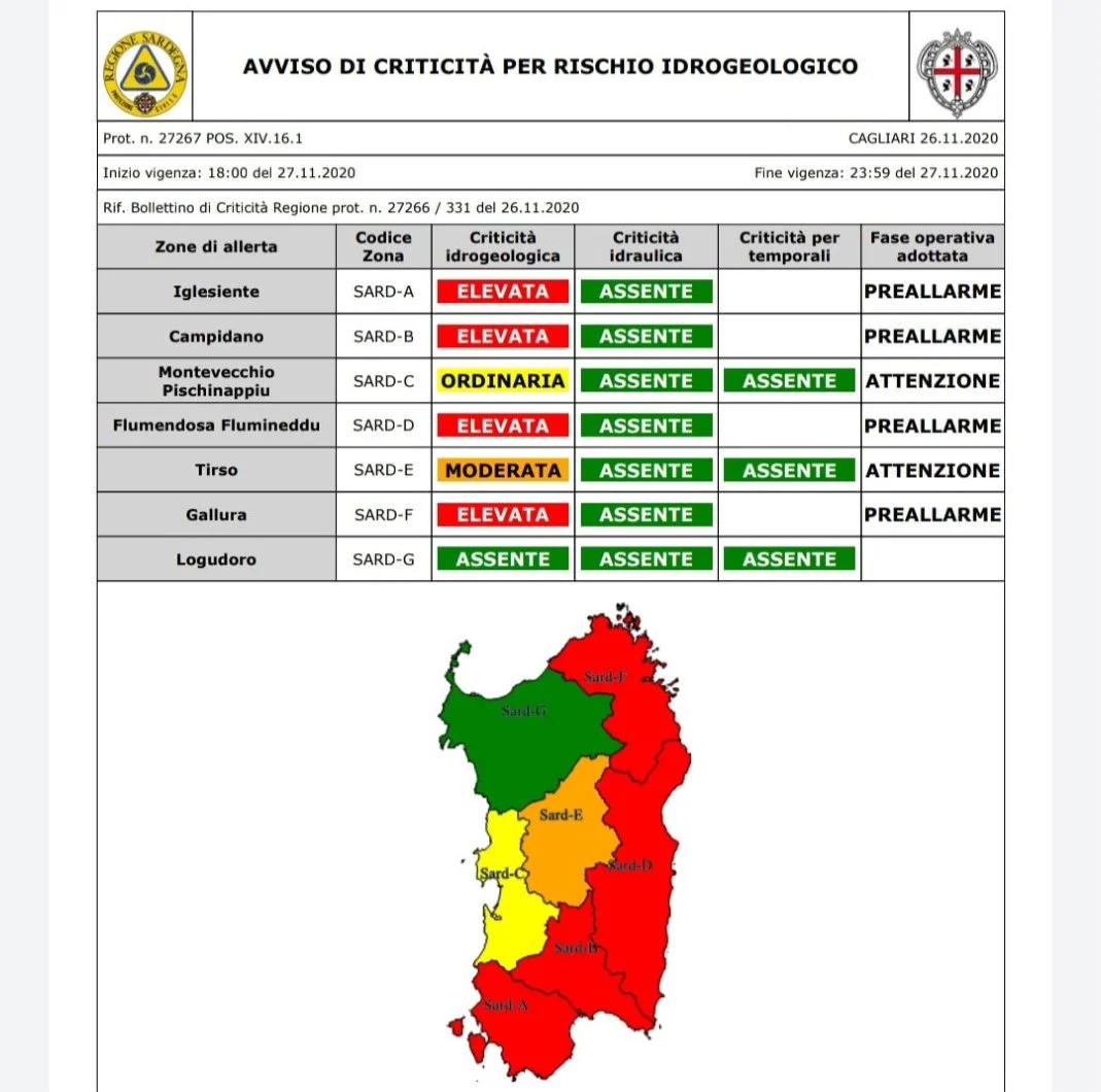 allerta meteo rossa da protezione civile sardegna - Protezione Civile SARDEGNA: allerta meteo ROSSA