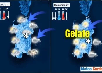 Meteo prossimi giorni Sardegna con rischio gelate notturne.