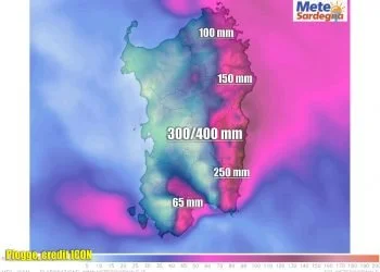 Precipitazioni previste modello meteo matematico ICON.